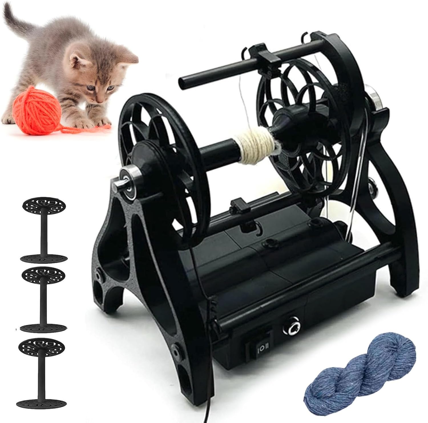 Electric Spinning Wheel,12V Wool Fibre Spinning Wheel,Adjustable Speed,Yarn Spinning Wheel,800rpm Max Speed,4oz Capacity,Forward and Reverse Switching,Black