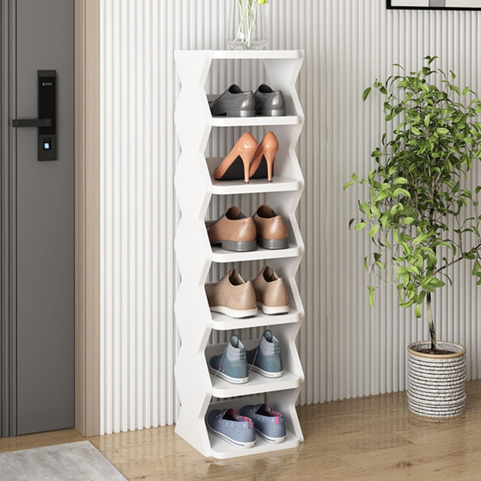 SWENEEN Narrow Rack,Vertical Slim Storage Open Solution Entryway,Foyer,Hallway,White-110cm/43.3in