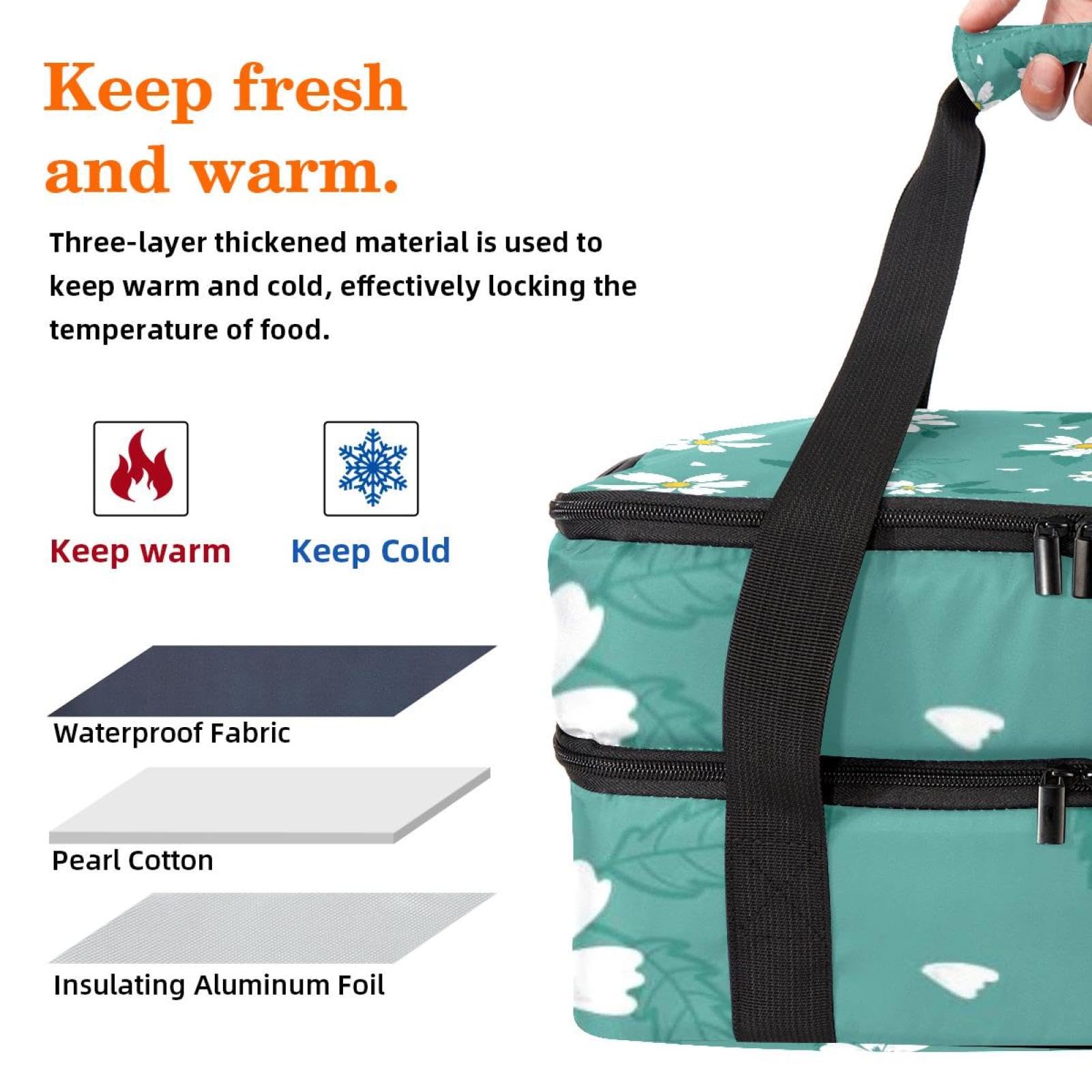 Grand sac à déjeuner isotherme pour homme et femme, double couche, étanche, étanche, réutilisable, sac fourre-tout pour le travail, l'école, le pique-nique, la plage, le camping, les voyages,
