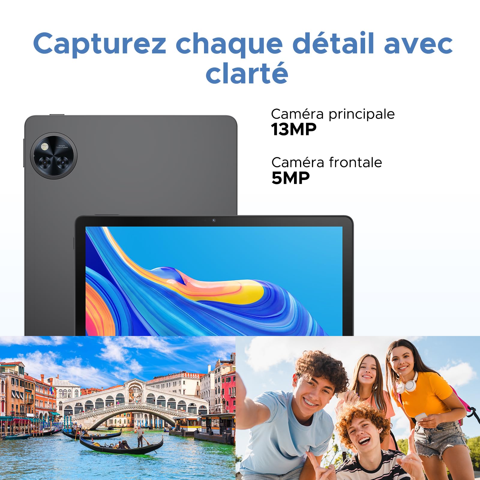 U11 Pro Tablette 11 Pouces,Tablette Android 16, 30GB RAM+256GB ROM/TF 2TB, Batterie 8580mAh, Octa-Core T7200 90Hz,13MP Caméra, Tablette Tactile 1080P/5G WiFi/OTG/Face ID,Noir