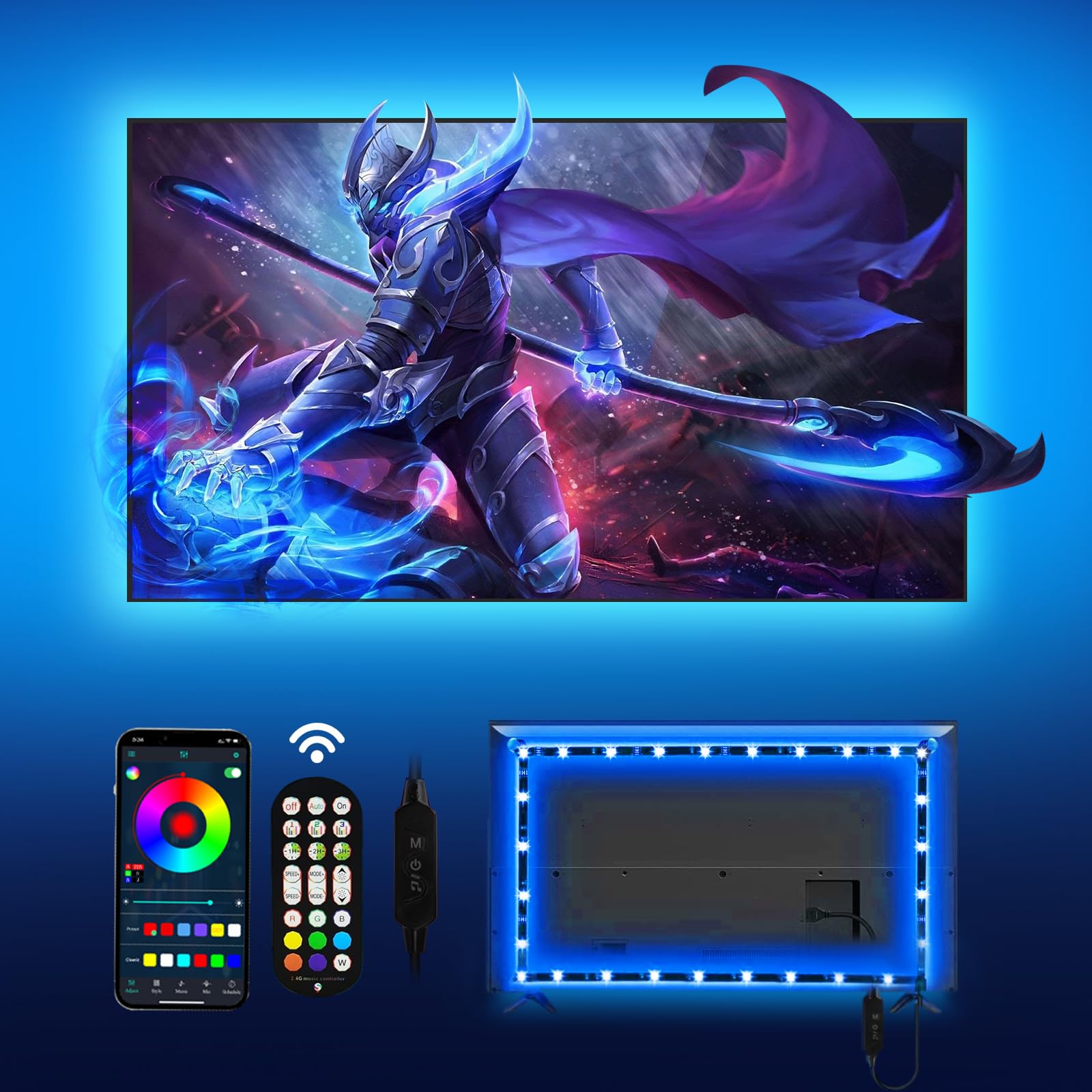 LED Lights for 16.4ft TV LED Backlight RGB Lights That Change with TV 45-80inch TV Lights Behind, USB LED Strip Lights for TV Music Sync LED Lights with APP Remote Control LED