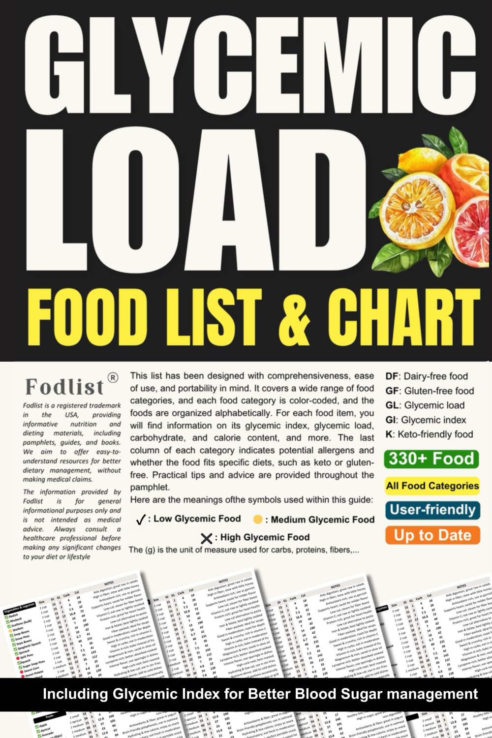 Glycemic Load Food List, & Chart: Including Glycemic Index for better Blood Sugar management