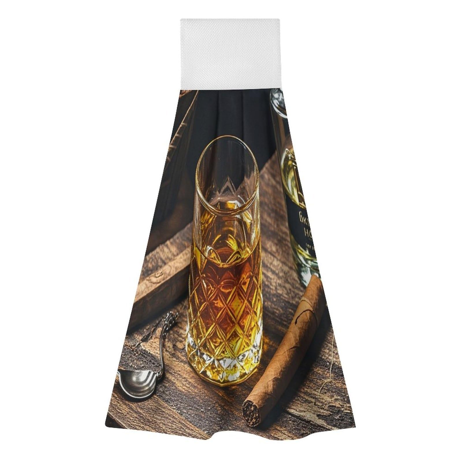 Toalla de corbata de platos gruesa y súper absorbente con diseño de whisky