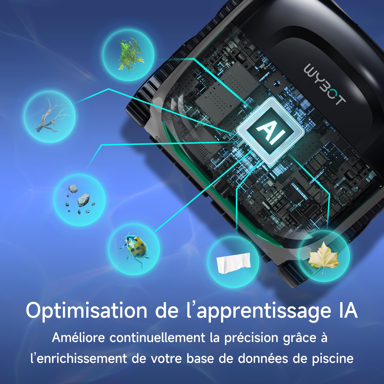 WYBOT C2 Vision Robot Piscine avec caméra AI et Batterie de 190min, 210m²