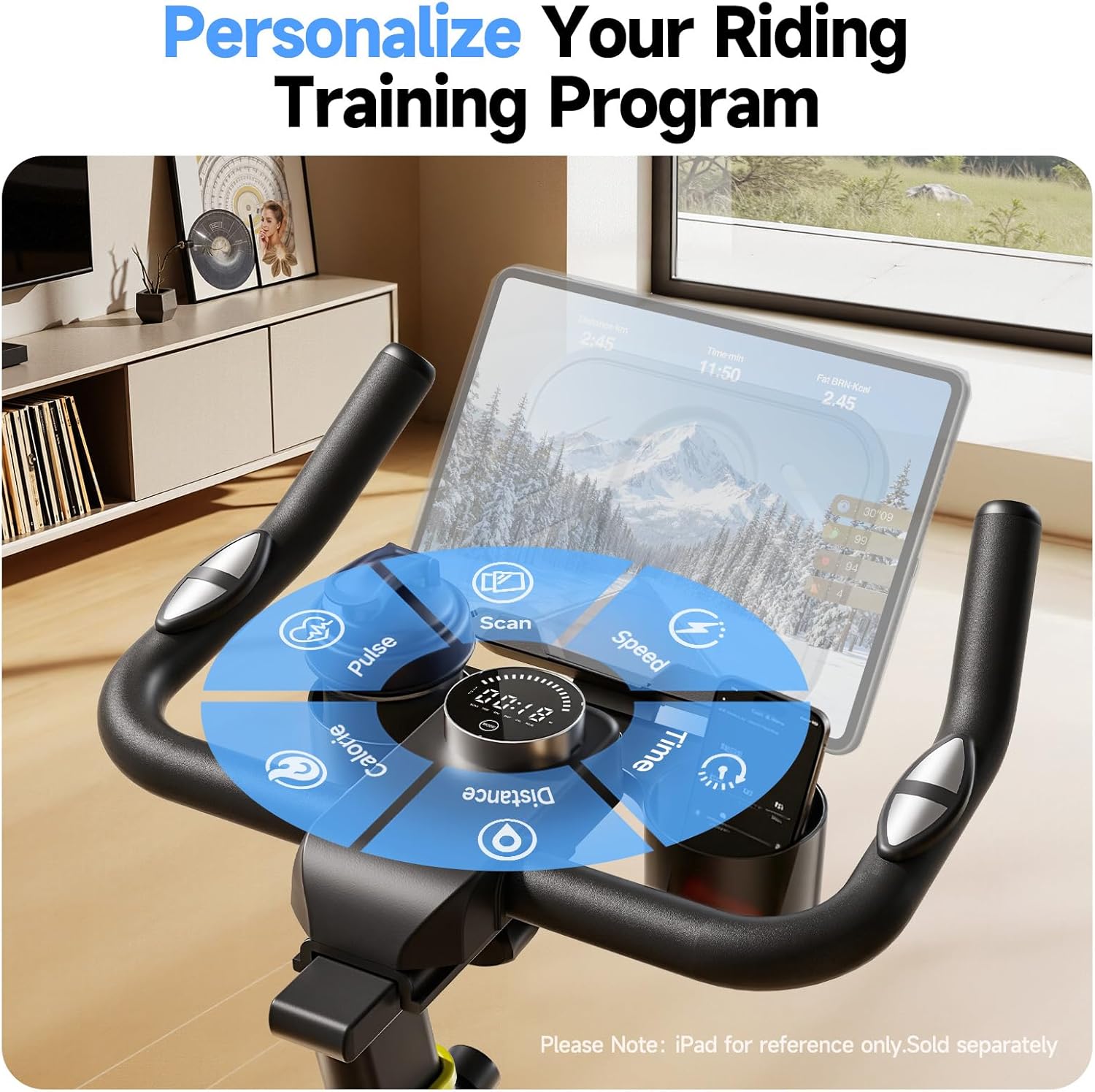 Exercise Bike, Adjustable Magnetic Resistance Stationary Bikes for Home Cardio with Exclusive App, Indoor Bike with 330lbs Weight Capacity Comfortable Seat, Tablet Mount and Fitness Courses - Image 7