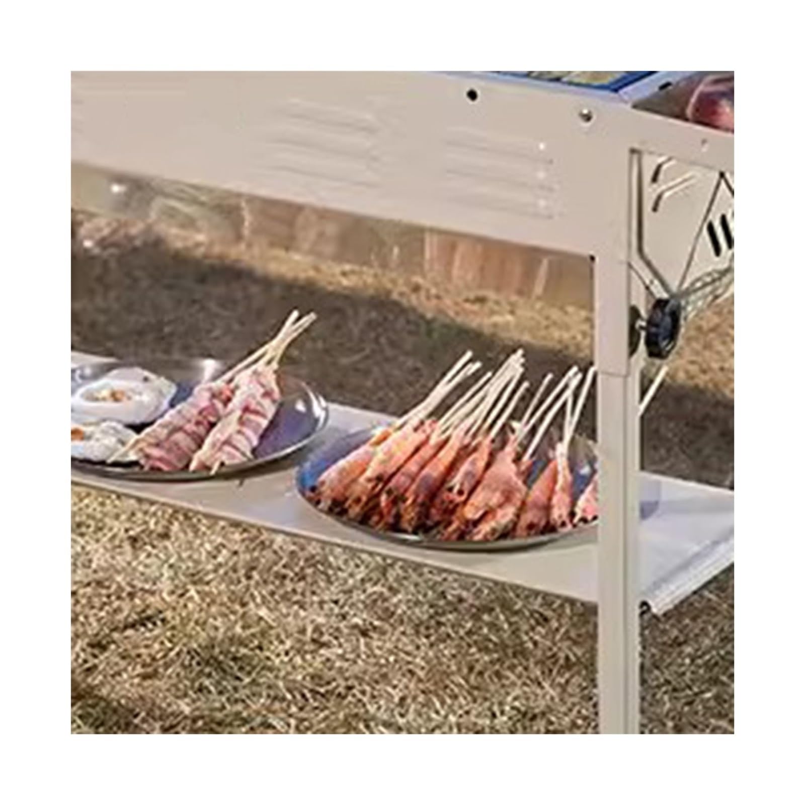 Przenośny grill na kemping na świeżym powietrzu i do użytku domowego, regulowana wysokość pieca ze stojakiem