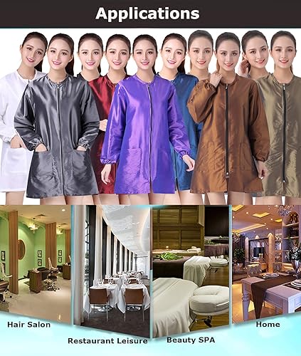 Miniatura 6 de KAHOT Unisex profesional salón smock estilista chaqueta cosmetología uniforme cremallera peluquería capa peluquería ropa de trabajo pelo belleza SPA