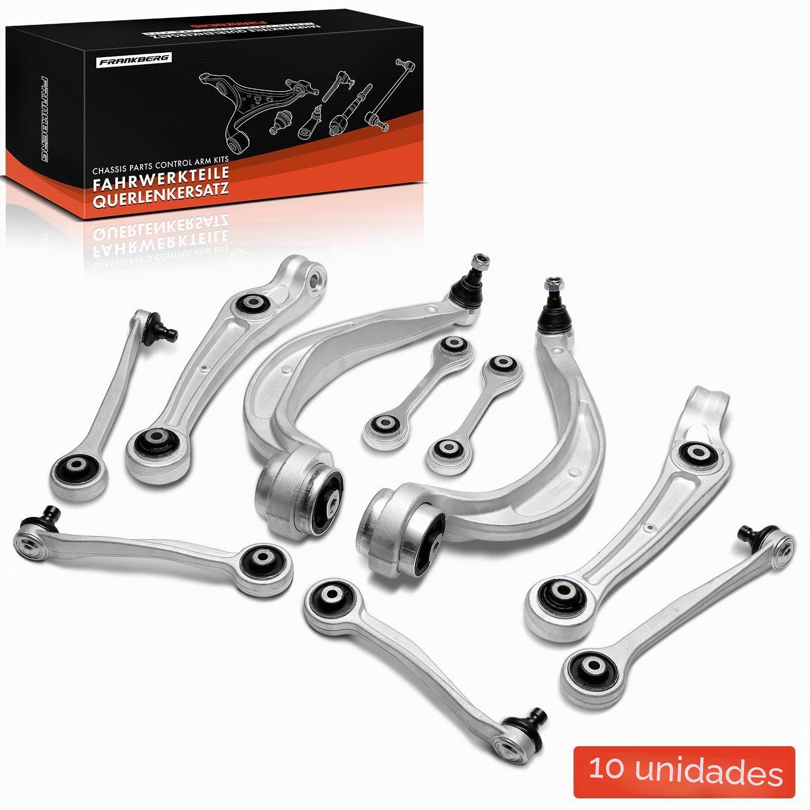 Frankberg 4 brazos de suspensión + 4 brazos de suspensión + 2 barras de acoplamiento delanteras izquierda derecha compatibles con A4 Avant 8K5 Q5 8RB A4 8K2 A4 Allroad 8KH A5 Sportback Replace