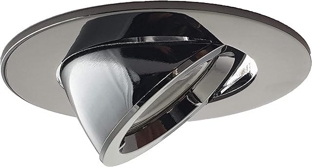 UKEW Directional Recessed Ceiling Spotlight - Large GU10 LED Scoop Tilt Main Downlights - Lighting fixtures for Lounge Bedroom Dining Room (Black Chrome)