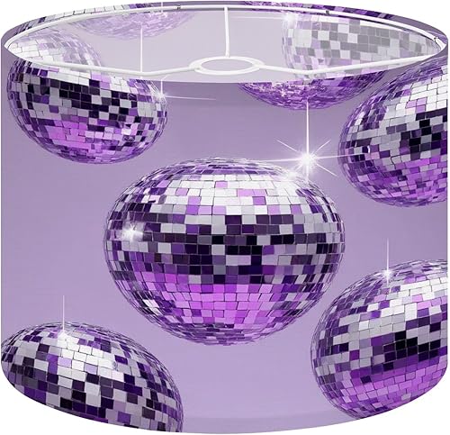 Miniatura 24 de boho Lampshades Lamp Shades 11"x11"x9" Preppy Disco Ball Trendy Purple Funky Coquette Disco Balls Mirror Light Shade for Table Lamps Floor Lamps