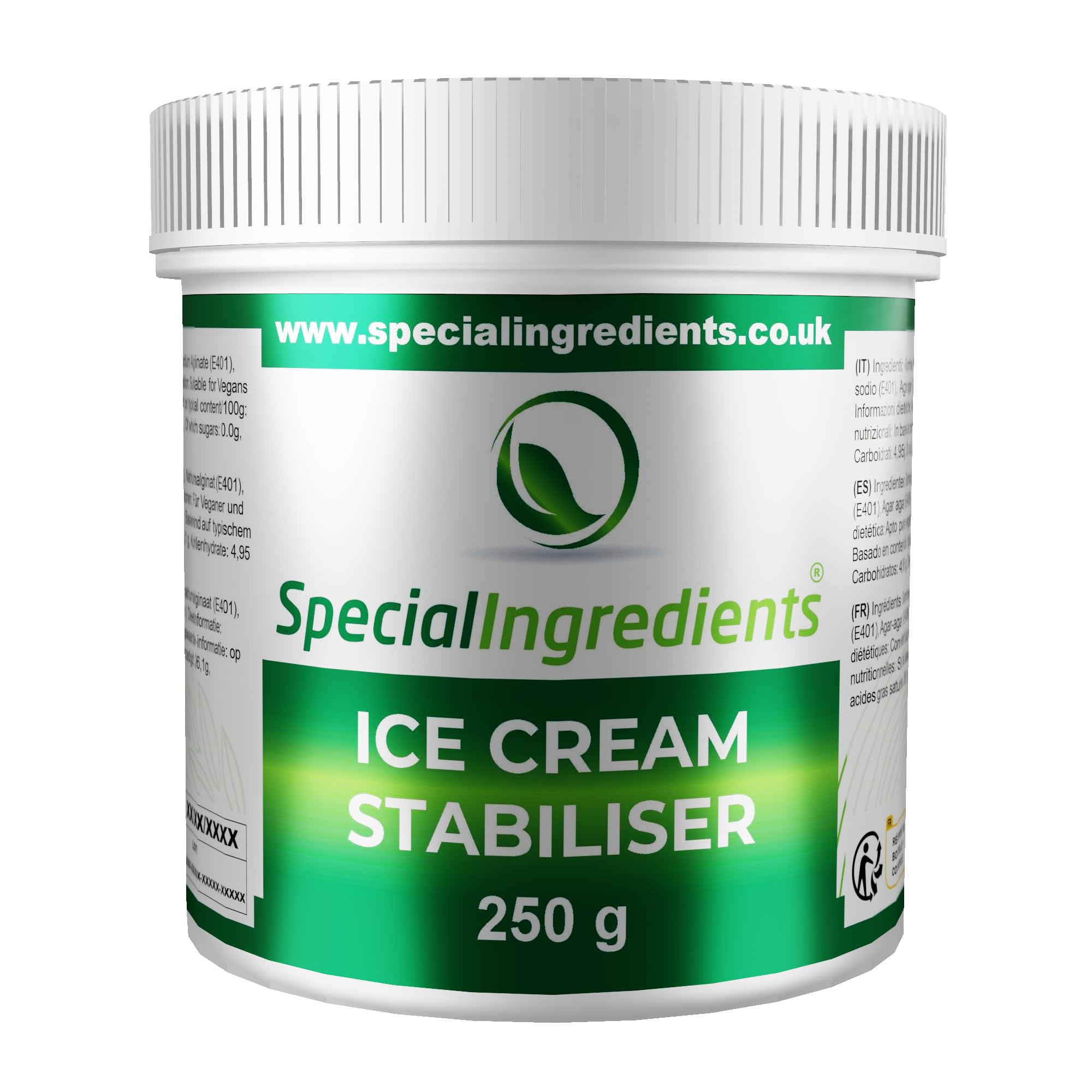 Special Ingredients Ice Cream Stabiliser 250g - Stabilisant pour glaces & sorbets - Convient aux végétariens & véganes - Sans gluten - Non-OGM - Qualité supérieure - Emballage recyclable