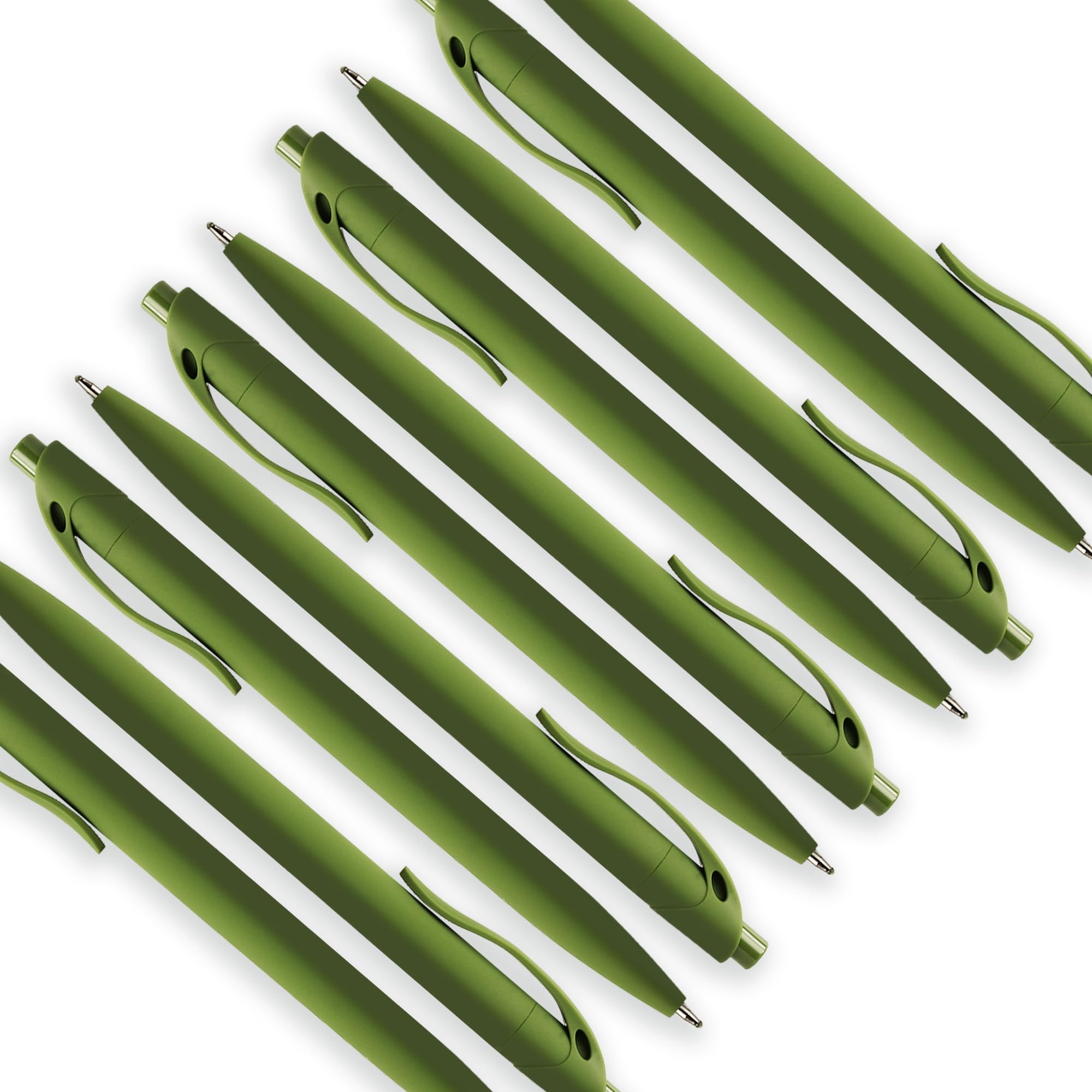 deegtran Confezione da 100 penne a scatto senza sbavature, colore verde salvia, penne a sfera retrattili all'ingrosso, punta media, inchiostro liscio, inchiostro nero da 1 mm
