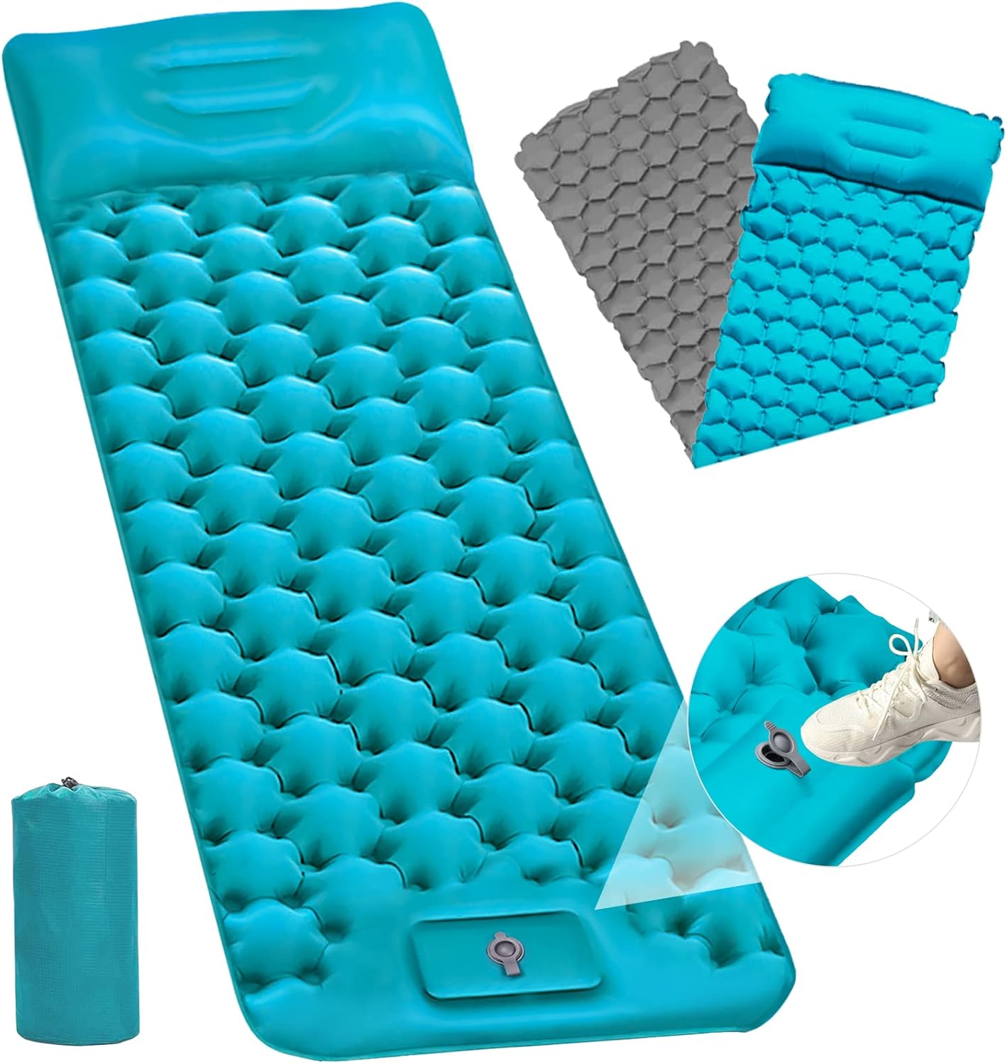 Sleeping Pad for Camping,Self Inflating Sleeping Pad with Pillow,Built