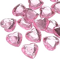 Vista 42 de MECCANIXITY 20 piezas de diamantes de imitación acrílicos de corazón de 0.98 pulgadas (0.984 in) con parte trasera plana, gemas de plástico