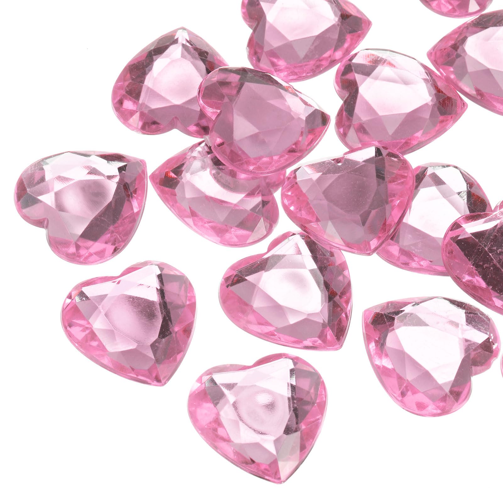 Diamantes de corazón acrílico de 25mm rosa claro para manualidades