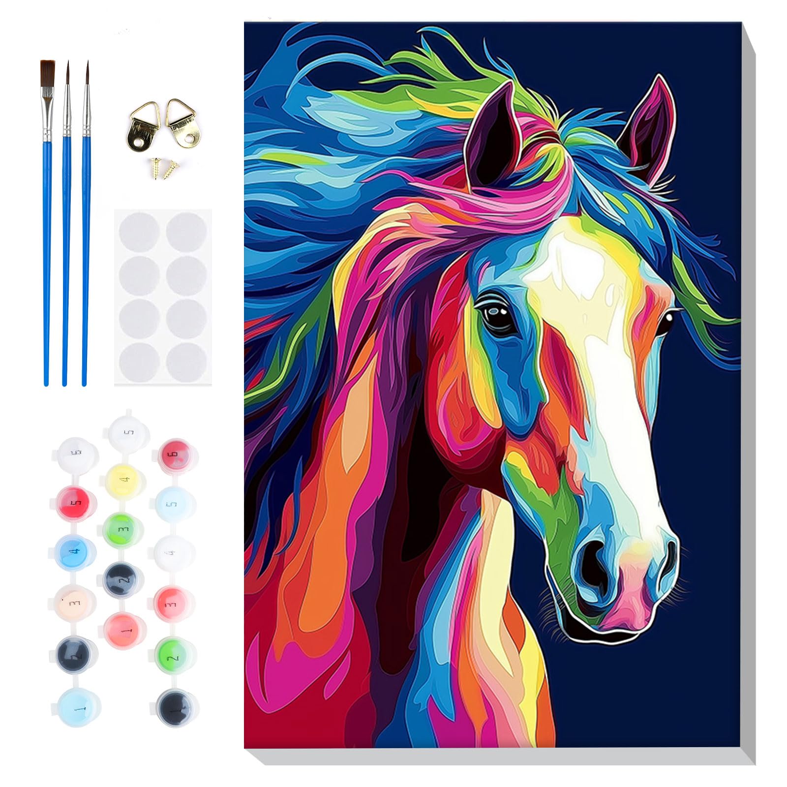 Lxmsja Paint by Numbers Horse for Adults Beginner with Frame, Horse Painting by Numbers for Adults on Canvas, DIY Acrylic Animals Painting Kit Art and Crafts Gifts for Home Wall Decor, 8x12inch