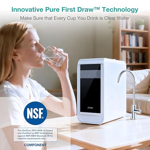 Miniatura 3 de SimPure Sistema de ósmosis inversa Q3-600A con remineralización, filtración de agua RO bajo fregadero de 600 GPD con grifo ALK, filtro de agua RO