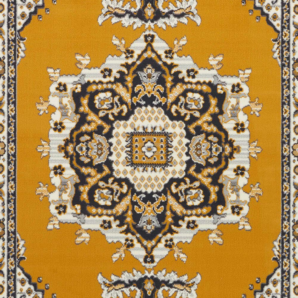 Tapis Persan Vintage élégant 390x290 Cm – Noué à La Main 100 Laine Motif Doré Moderne Qualité Supérieure