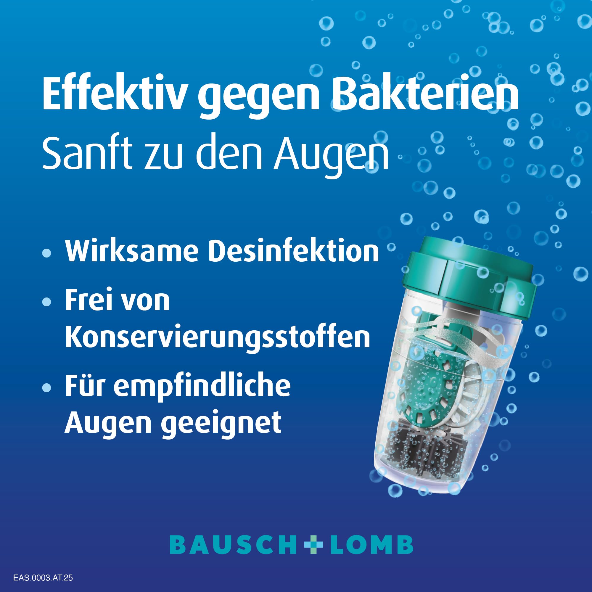 Bausch + Lomb EasySept Peroxidlösung - Kontaktlinsendesinfektions-Lösung für weiche Kontaktlinsen, Einstufen-Peroxidsystem mit Behälter, 3er Pack, 3 x 360 ml