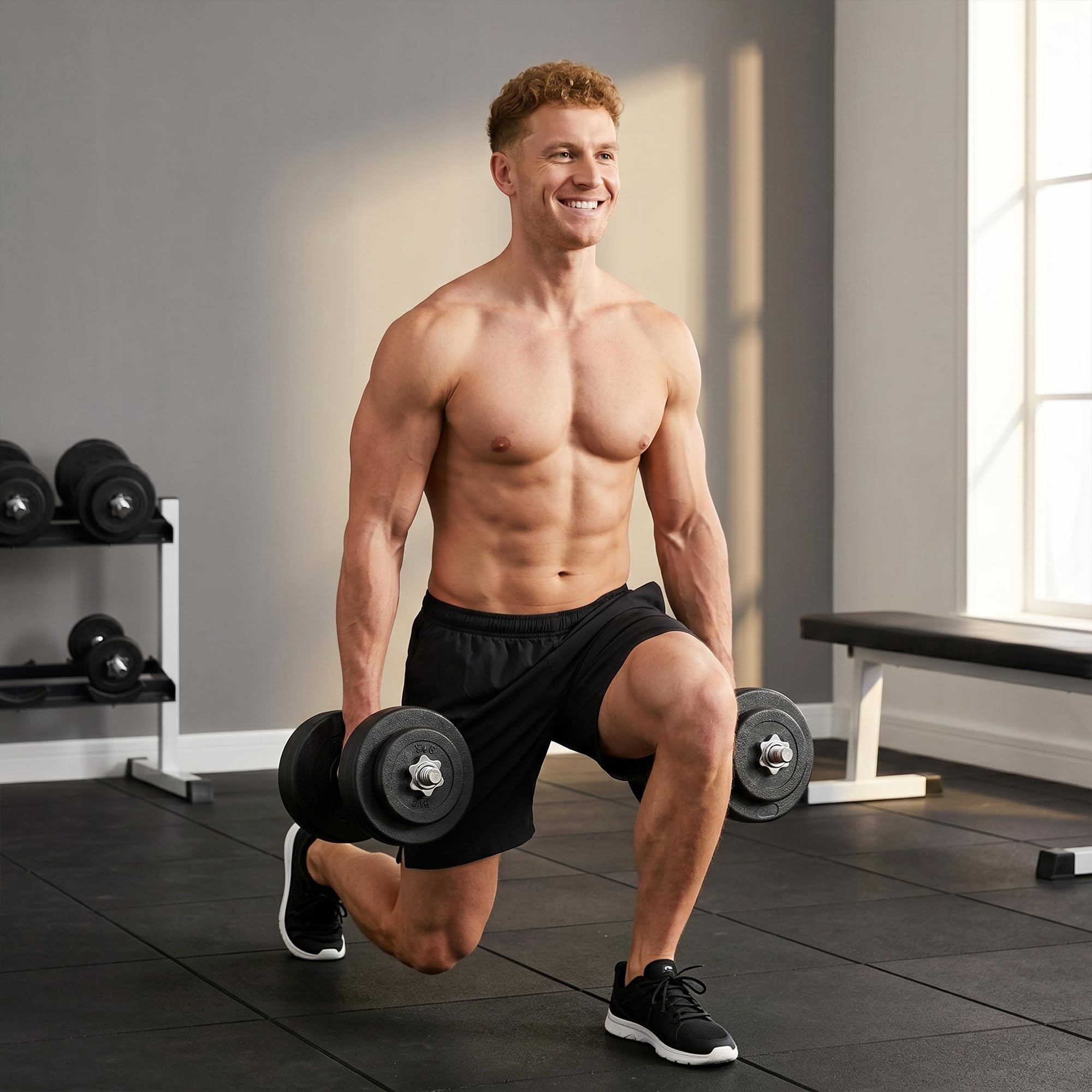 HOMCOM Set di Manubri Palestra Regolabili 2x25kg, Coppia Manubri Regolabili Salvaspazio con Impugnatura Antiscivolo, Allenamento Fitness Casa, Nero