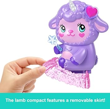 Polly Pocket Dolls & Playset, Cozy Dreamland Lamb Compact, Travel Toy with 1 Micro Doll, Pet Unicorn, Food & Fashion Styling Accessories