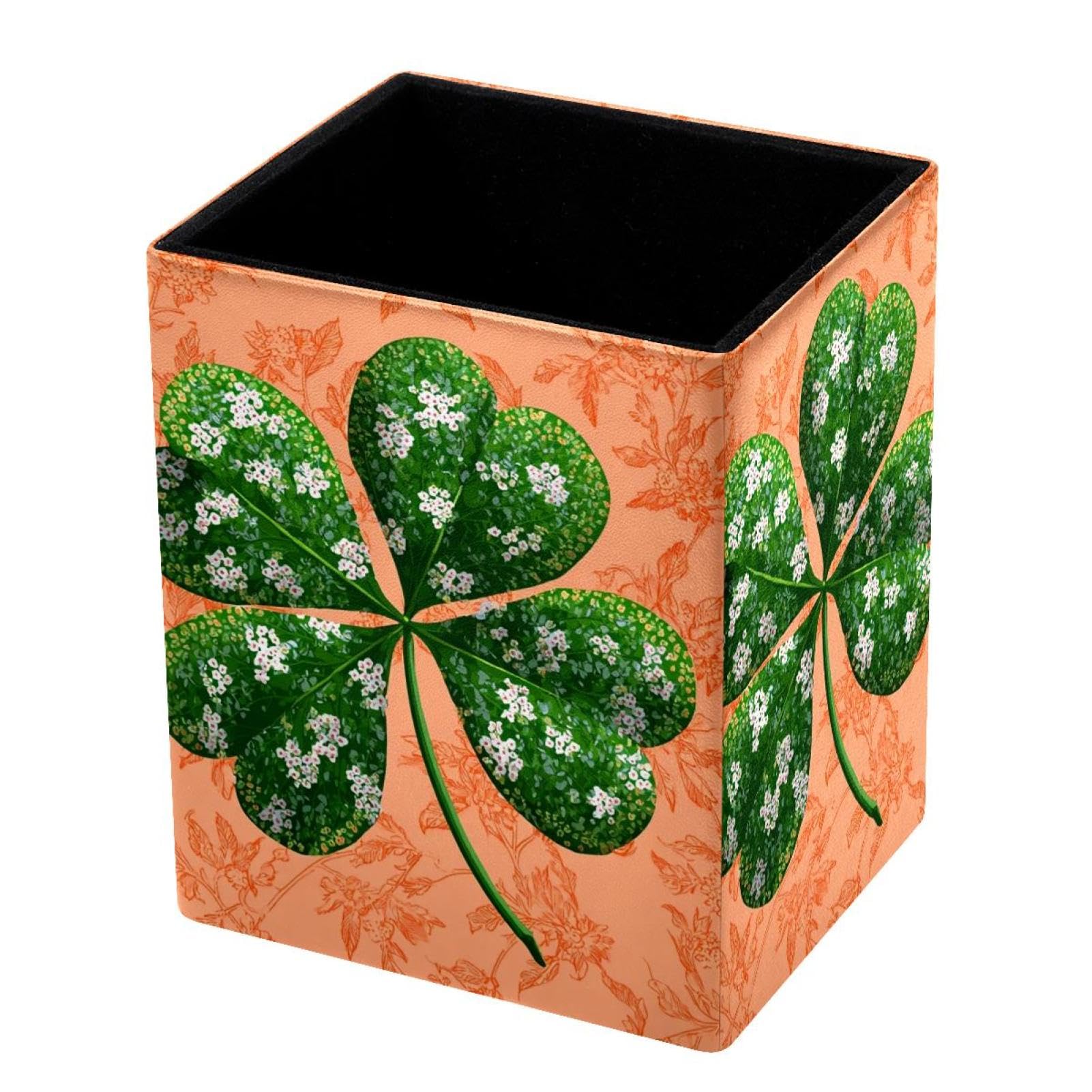 VAPOKF Pencil Holders for Desk, Shamrock Printed Pen Holders Pen Pot Makeup Brushes Storage Desktop Stationery Supplies Organiser for Home Office