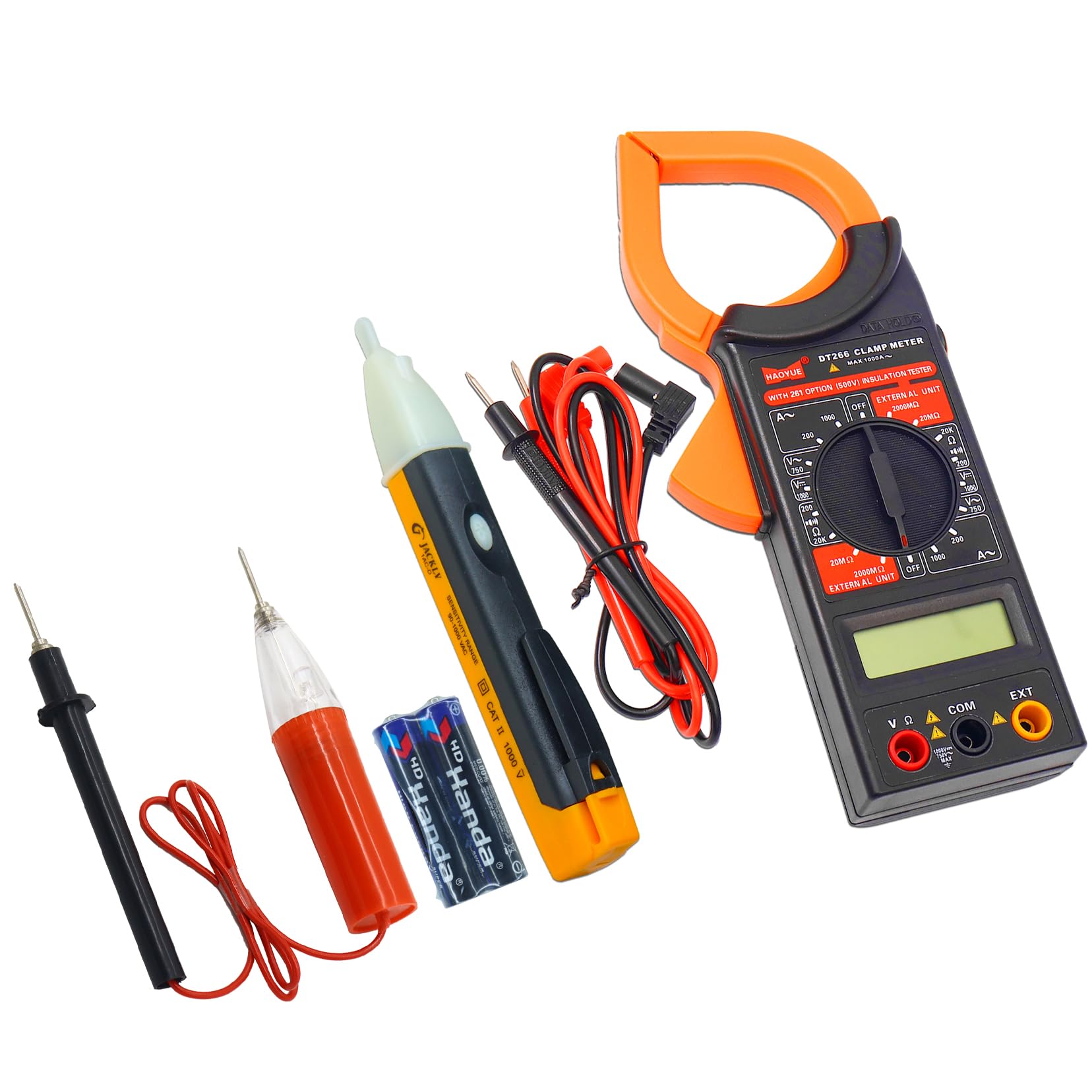 Electronic spices AC/DC DT266 Digital Clamp Multimeter, AC Voltage Tester Volt Test Pen Detector Sensor 90~1000V Non-Contact Digital Voltage Tester with Continuity tester (Pack of 3 Items) (B0CY53SMPD) Amazon Price History, Amazon Price Tracker