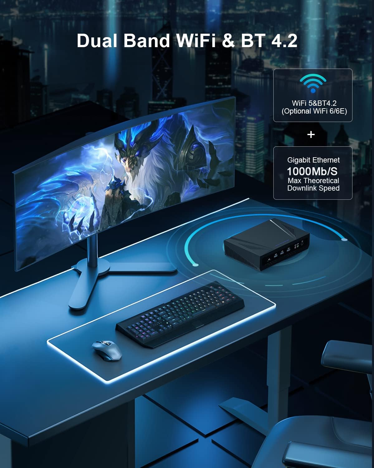 WEIDIAN Mini PC Win 11 Pro AMD Ryzen 9 5900HX Mini Desktop Computer (8C/16T, up to 4.60GHz) 32GB RAM 1TB M.2 SSD Office Micro PC Support 4K 3*Display (DP&HD&Type-C) 7*USB 2.5G Ethernet Wake On LAN