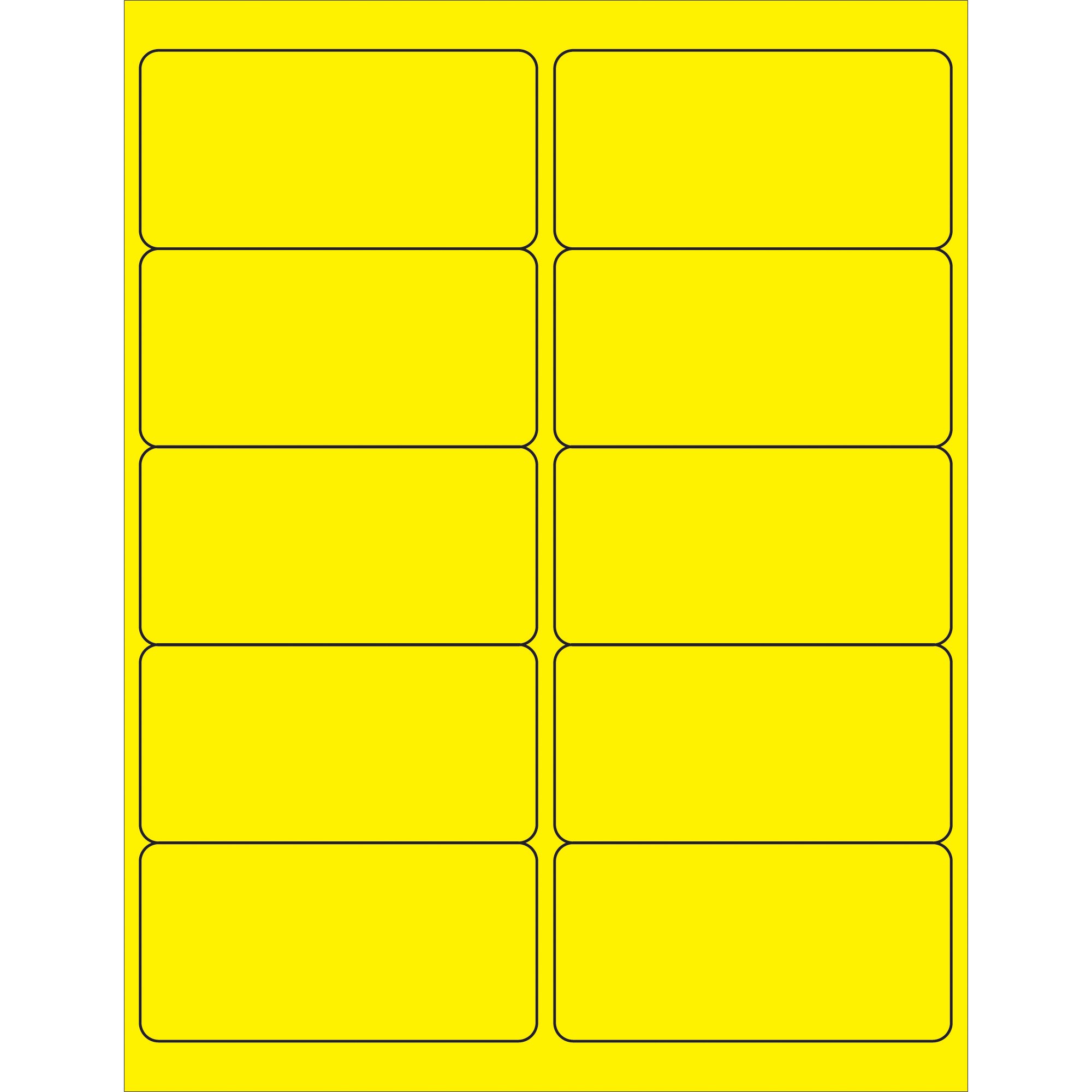 Laser-Etiketten, rechteckig, ablösbar, 10,2 x 5,1 cm, fluoreszierend, Gelb, 1000 Etiketten pro Packung