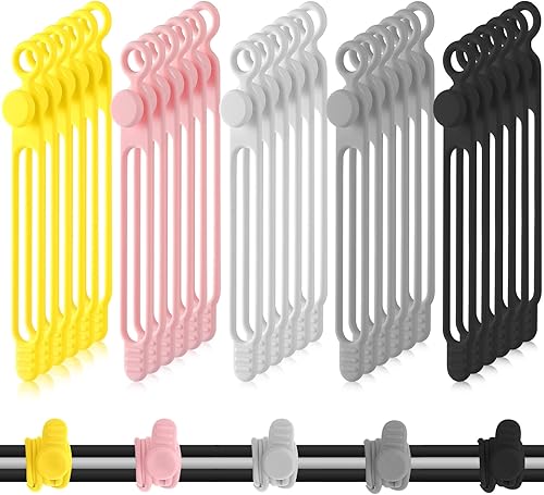Miniatura 1 de Nuanchu 40 bridas de silicona reutilizables, correas ajustables, organizador de cables de carga multiusos para sujetar cables de carga (4.17