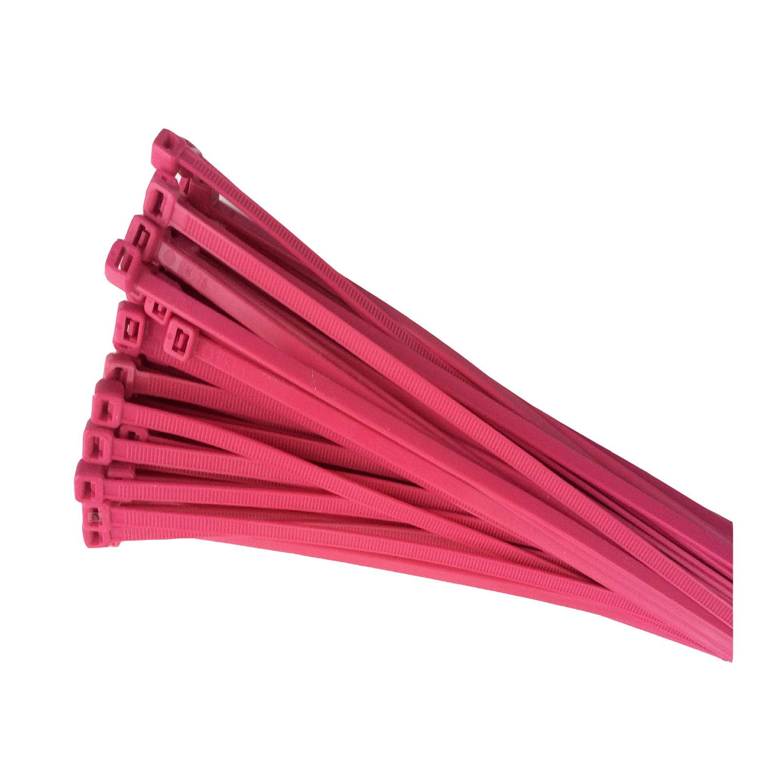 Home.smart Fluorescent Pink 100 X Cable Ties 300 X 4.8Mm / Extra Strong Zip Tie Wraps