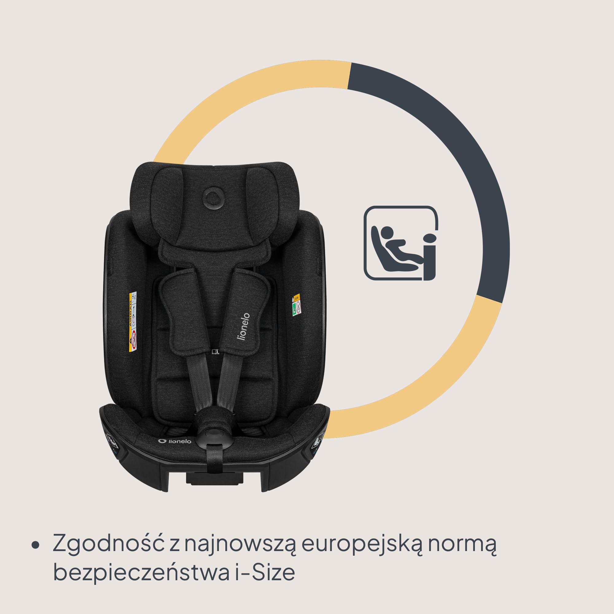 Lionelo Moxie Next i-Size fotelik samochodowy dla dzieci około 0-4 lat 40-105 cm 0-18 kg SIP ochrona boczna, regulacja zagłówka i oparcia, instalacja tylko do przodu i do tyłu z podstawą Moxie Next