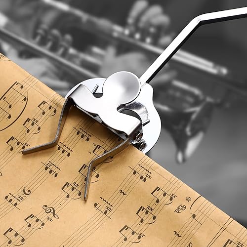 Miniatura 9 de Trompeta Trombón Clip de partituras Trompetista Lira Partitura Soporte de abrazadera (Plata)