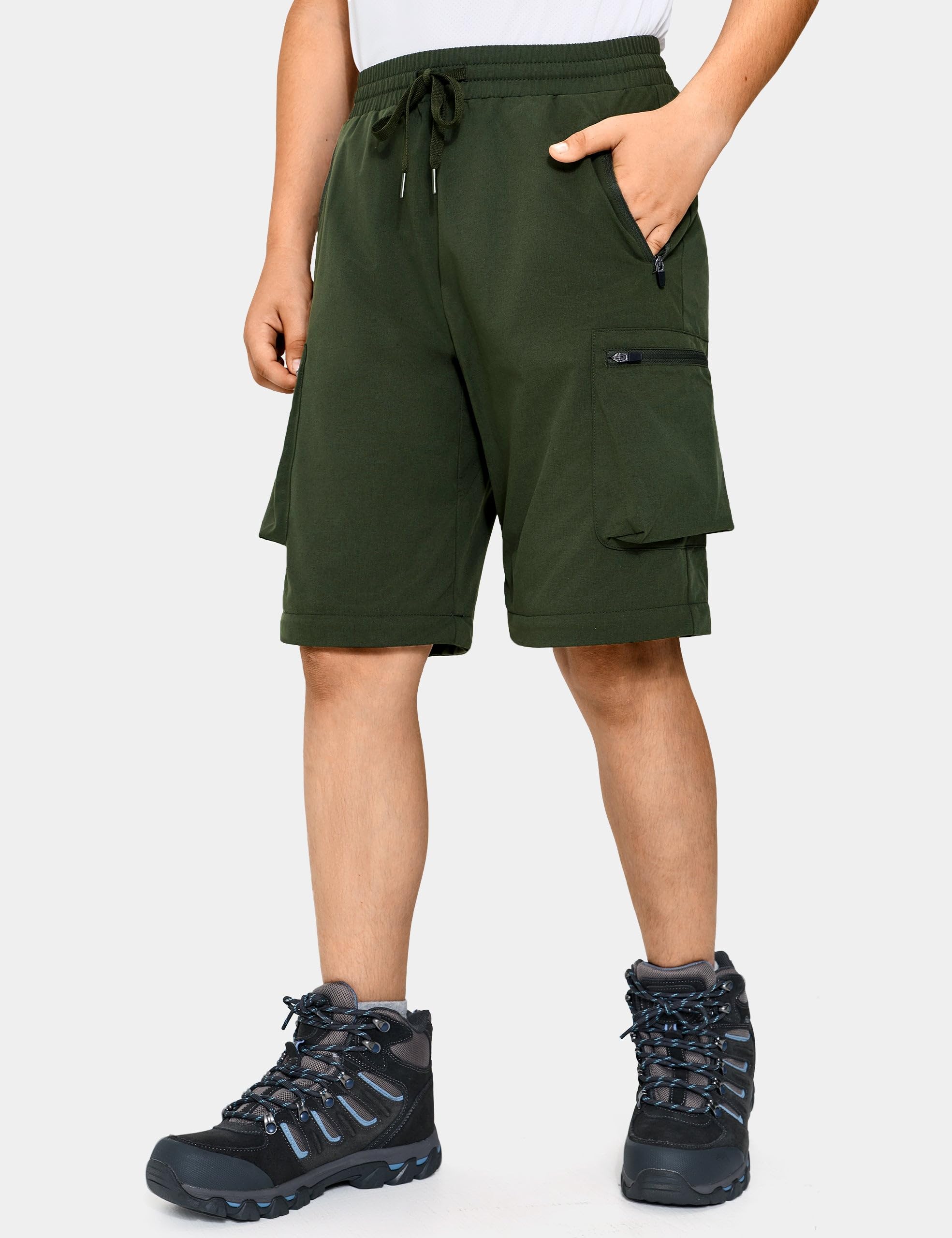 FitsT4 Sports Kinder Wanderhose Jungen Outdoorhose 2-in-1 Zip Off Jogginghose Sommer Trekkinghose Cargohose Leicht Stretch mit Reißverschlusstasche