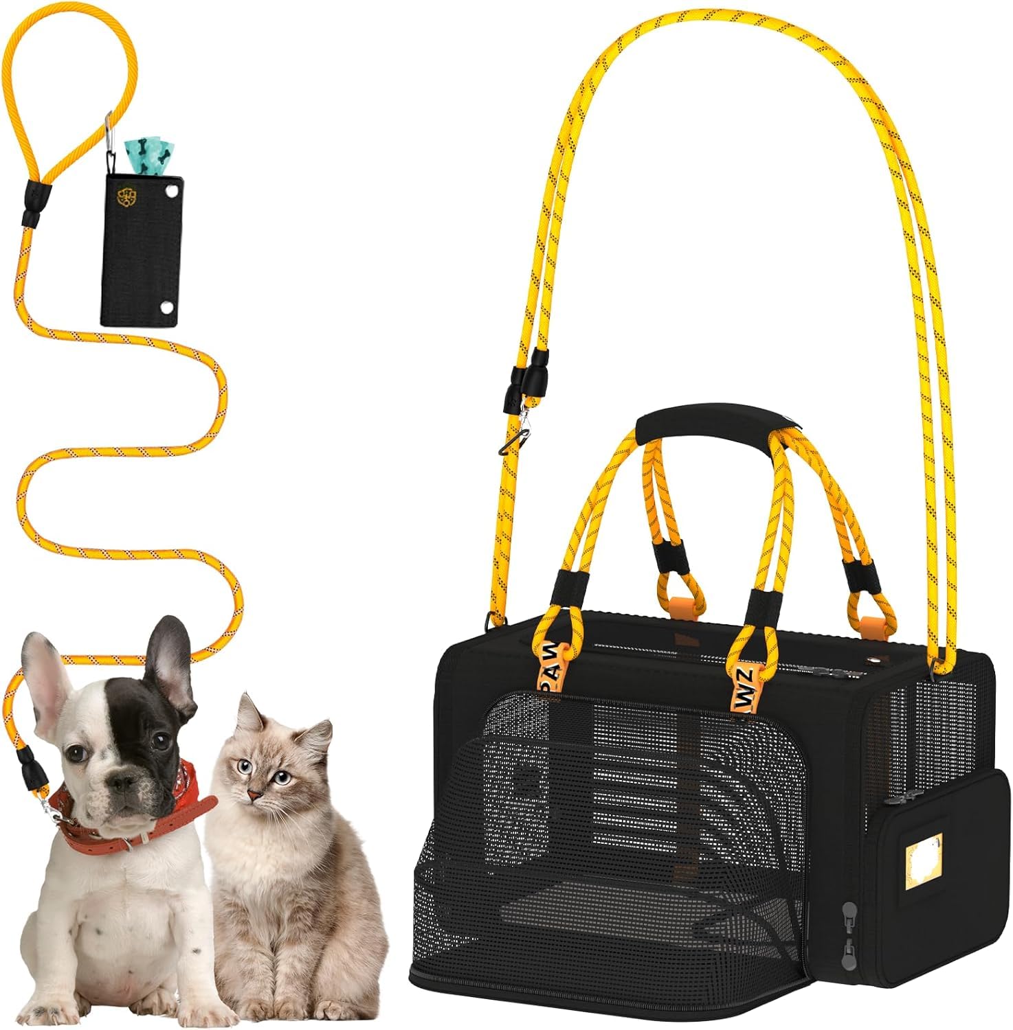 PAWZIDEA Expandable Pet Carrier Airline Approved, 18"&times;11"&times;11" Small Dog Carriers, Collapsible Top-Load Cat Carrier for 2 Cats Under Seat, Soft-Sided Puppy & Animal Travel Bag, ID Card, Up to 15lbs