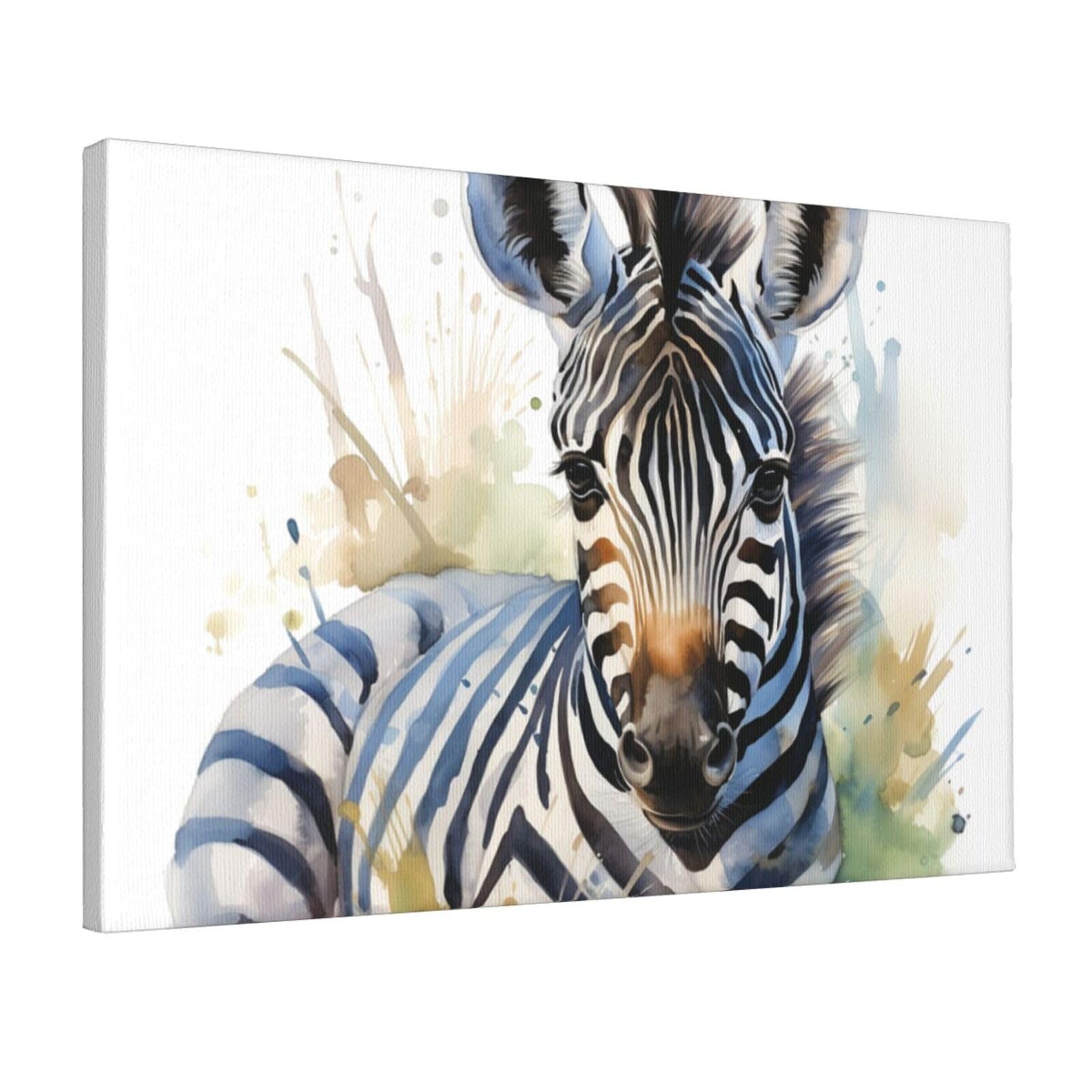 Canvas Wall Art for Living Room Wall Decor 12"x18" Modern Artwork Painting Pictures Hanging Canvas Prints Cute zebra watercolor Aesthetic Wall Art for Bedroom Bathroom Office Wallart Decor