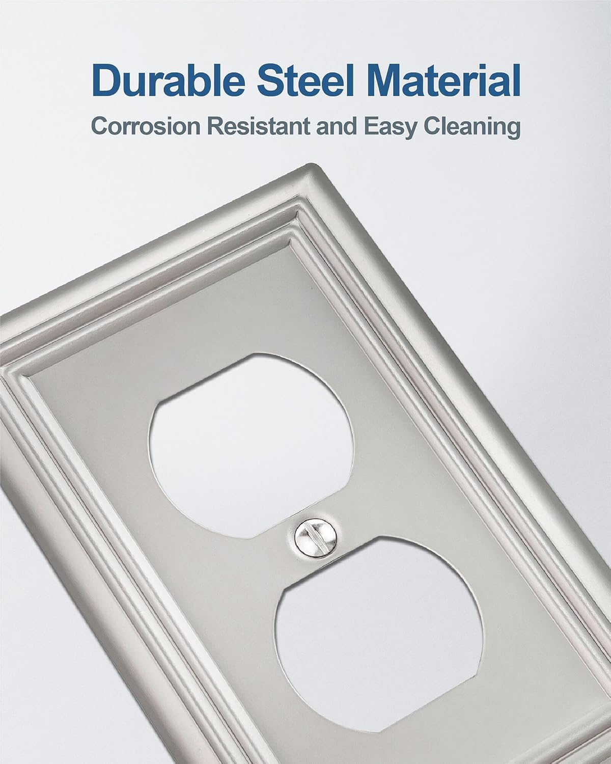 12-Pack Satin Nickel Duplex Wall Plates, Metal Wall Plate Covers for Electrical Outlet, Light Switch, Decorative Outlet Cover Plates, 3.15''*4.88, Midsize