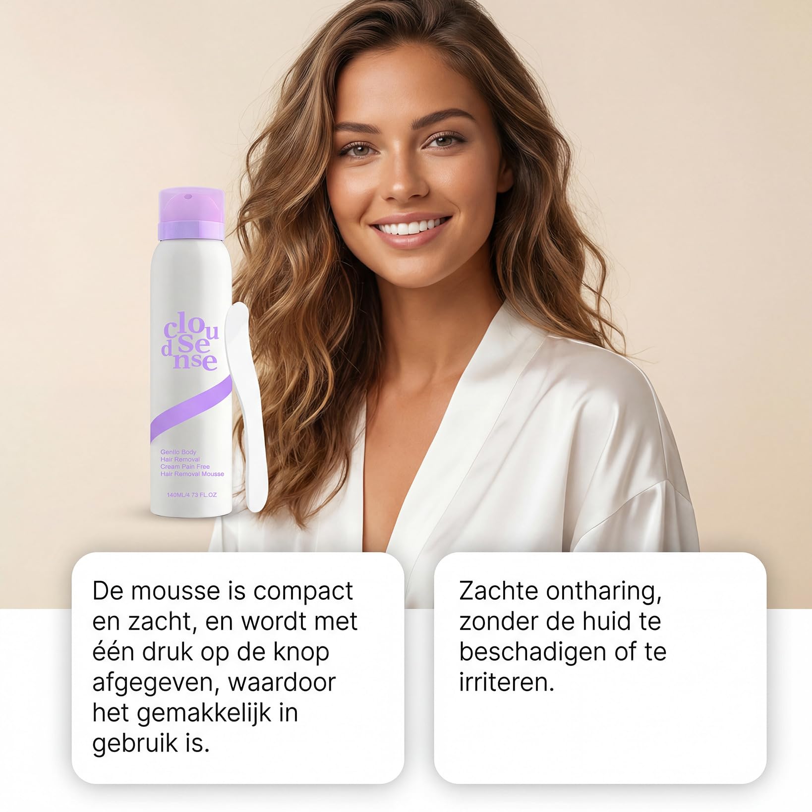 Cloud Sense Jedwabista pianka do depilacji, bezbolesny krem do depilacji, miękki i kojący krem do depilacji pod pachami okolice bikini, spray do pianki do depilacji gładkich (6 szt.)