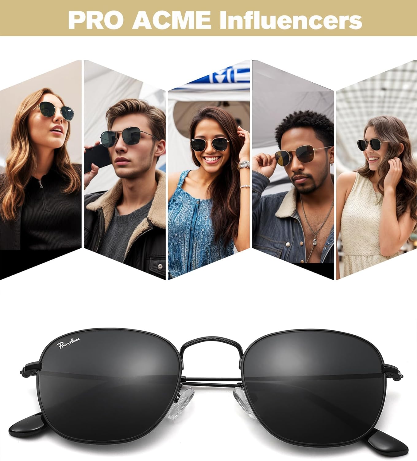 Pro Acme Square Sunglasses Glass Lens Vintage Metal Frame UV400 Protection Trendy Shade Sun Glasses - Image 2