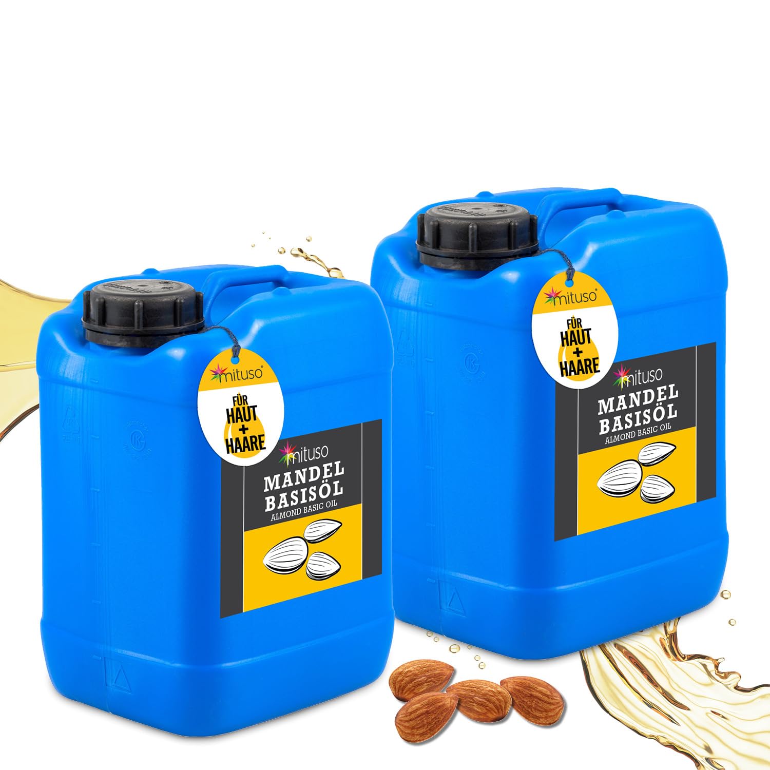 Mituso Mandel Basisöl süß, 10 Liter - vegan & gentechnikfrei | Haut- & Haarpflege, Aromatherapie, Basisöl für Massage & Naturkosmetik