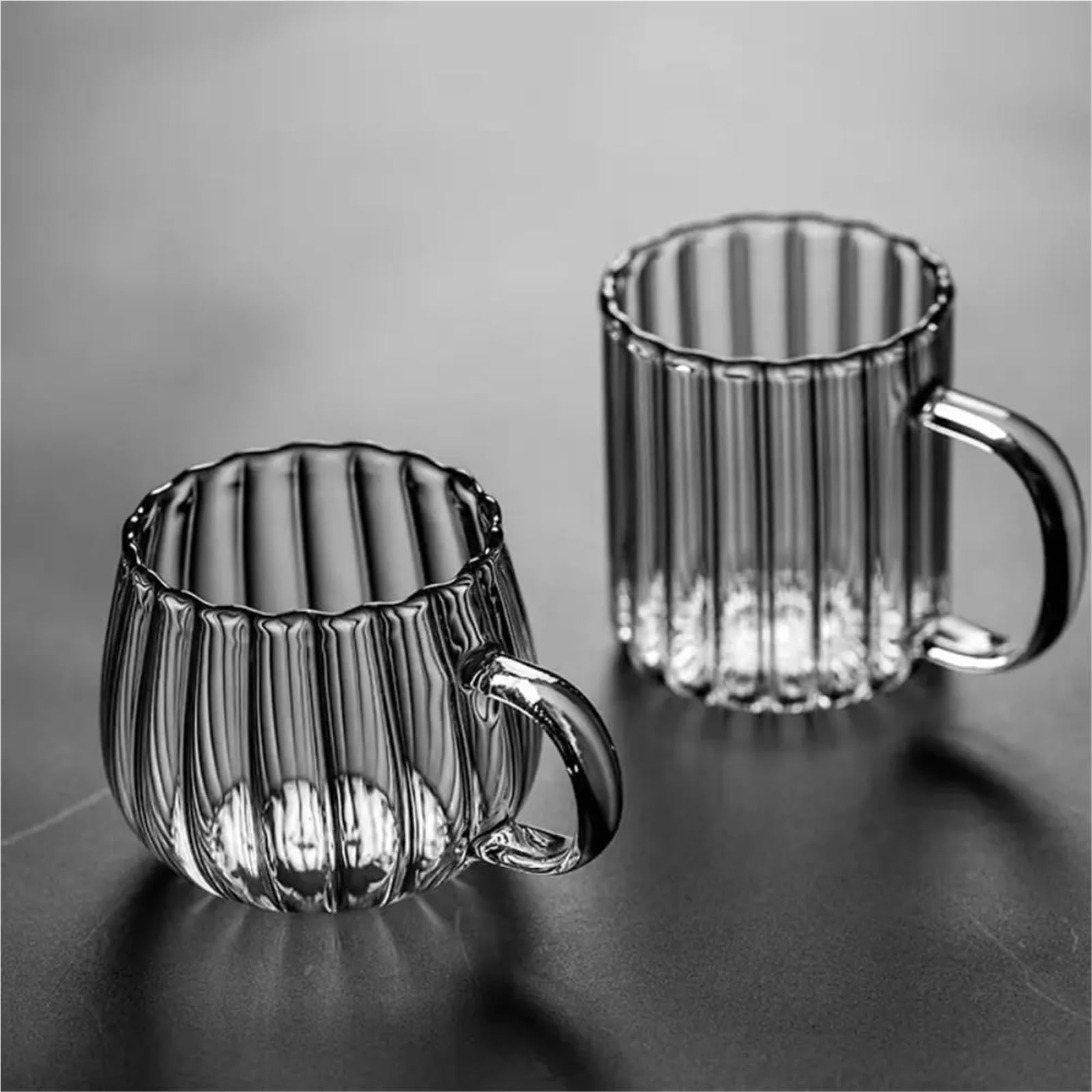 Glas Gestreifte Wasser Tasse Frühstück Haferflocken Milch Kaffee Tasse Haushalt Große Kapazität Tasse Wasser Tasse Mit Griff(350ml)