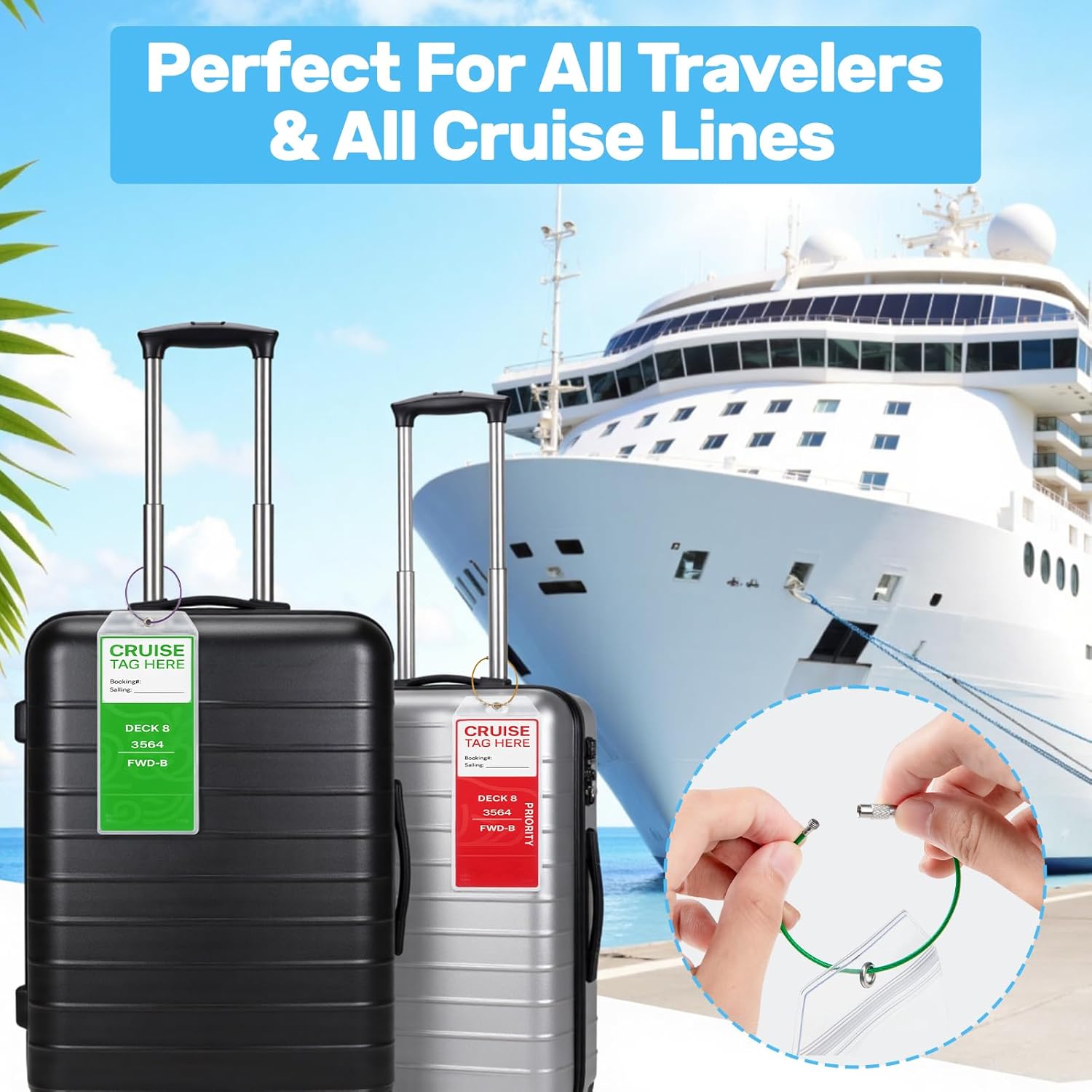 Cruise Essentials 2026 - Cruise Must Haves Kit with Non-Surge Protector Power Strip, Lanyard with ID Holder, Magnetic Hooks, Luggage Tag Set, Towel Bands, Waterproof Phone Holder - Travel Essentials