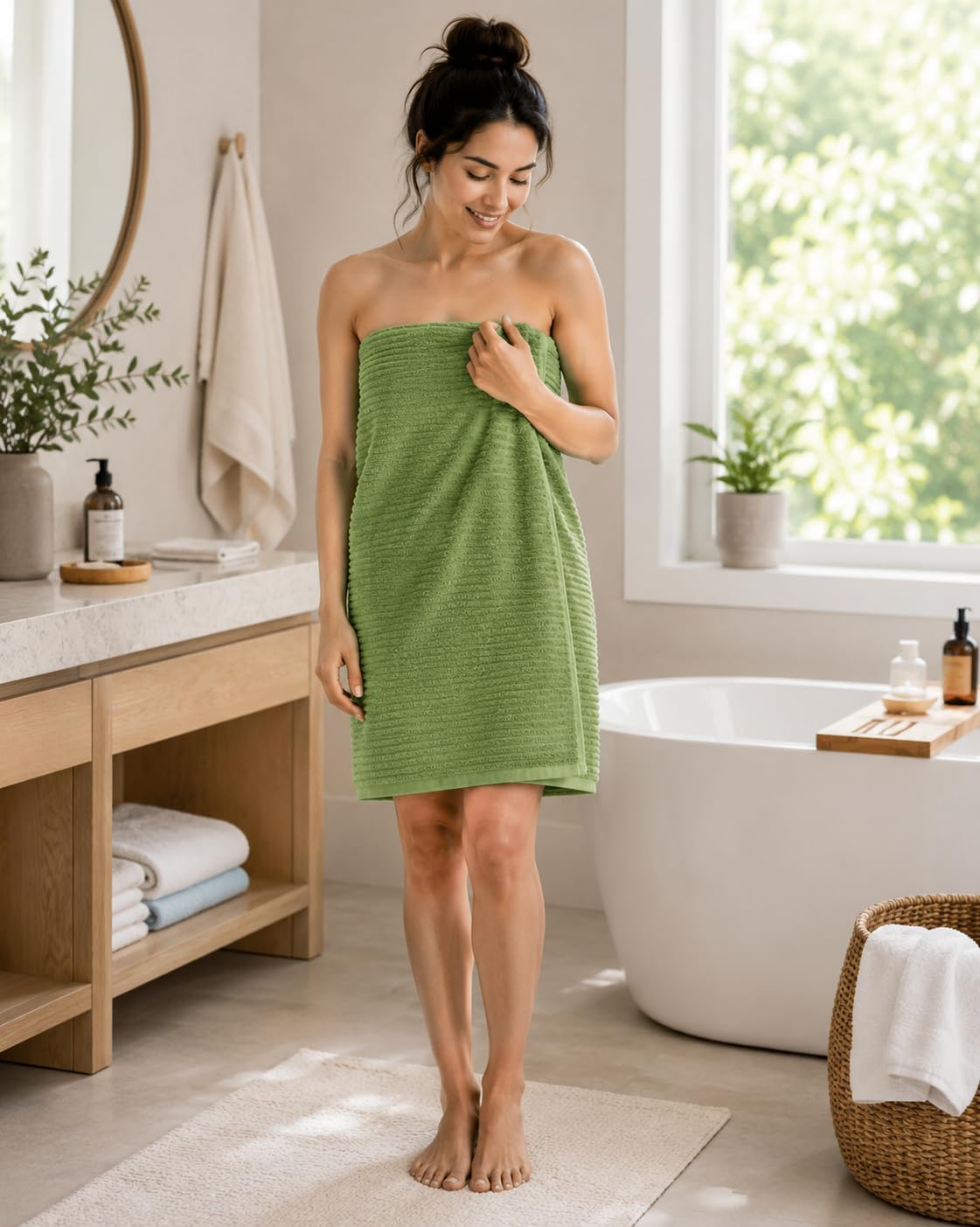 Micro Cotton LuxeLite Versatile Bath Towel | Soft, Quick Drying | Large 58 x 122 | for Gym, Baby, Men, Women (Pack of 2, Green)-image-11