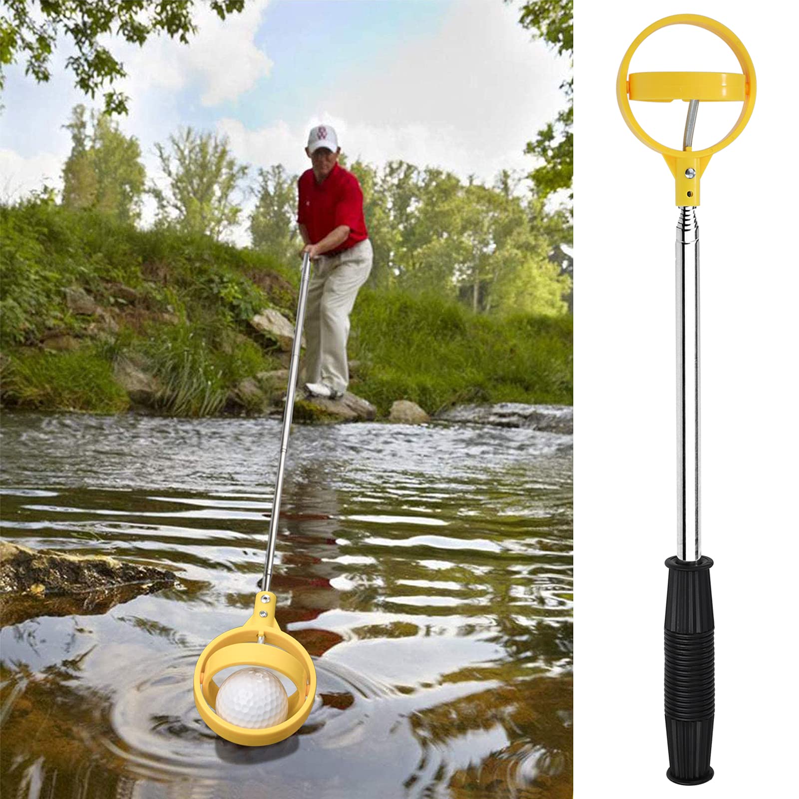 Telescópico Pelota de Golf Automático Herramienta Golf Ball Retriever Acero Inoxidable Accesorios Dispositivo Práctico Retráctil para Golfista Agua Hombres