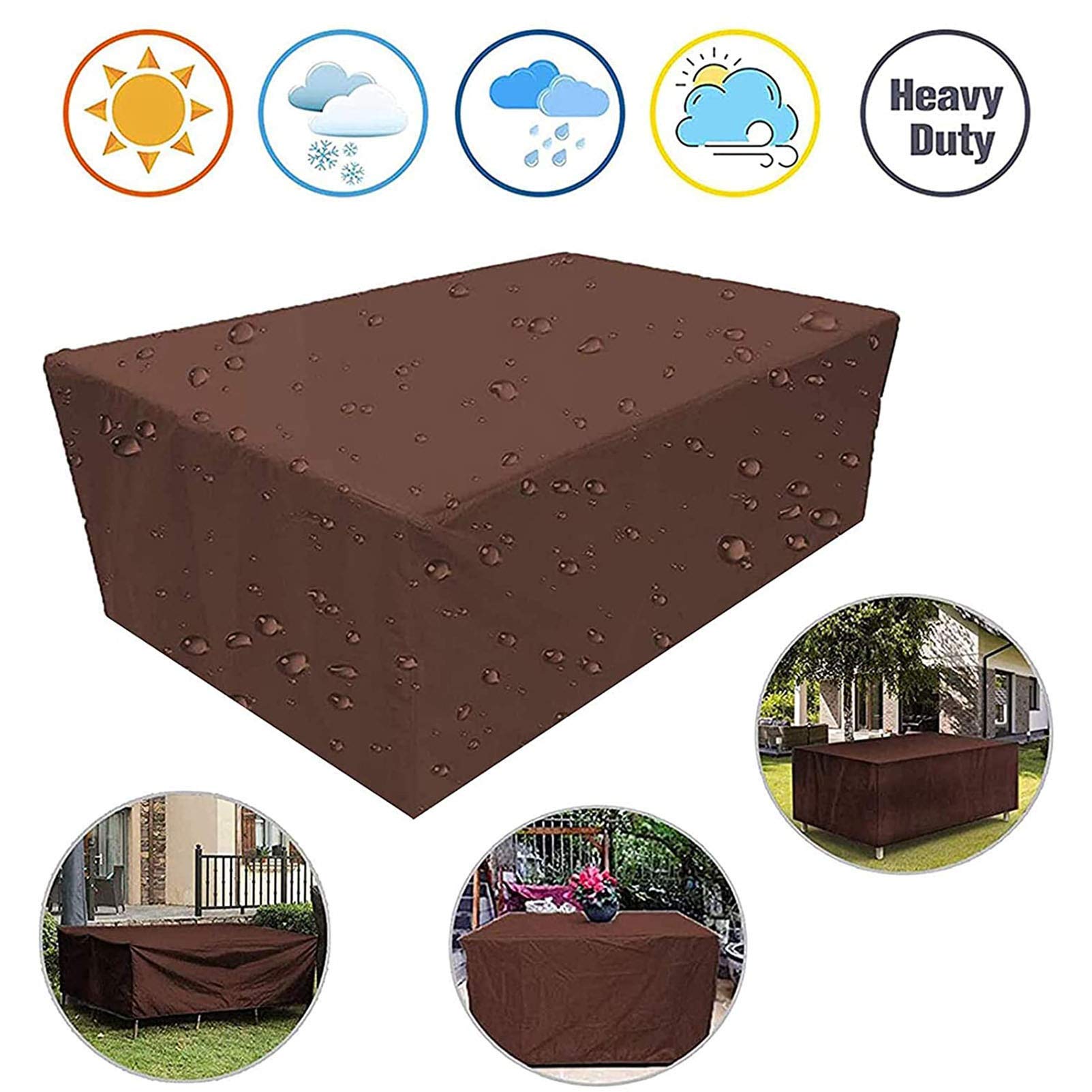 Fodere per mobili da Giardino Antivento 270x180x89cm, Fodere per Patio Impermeabili, Fodere per mobili da Esterno, Pioggia e Neve Antipolvere Antivento durevoli e comode