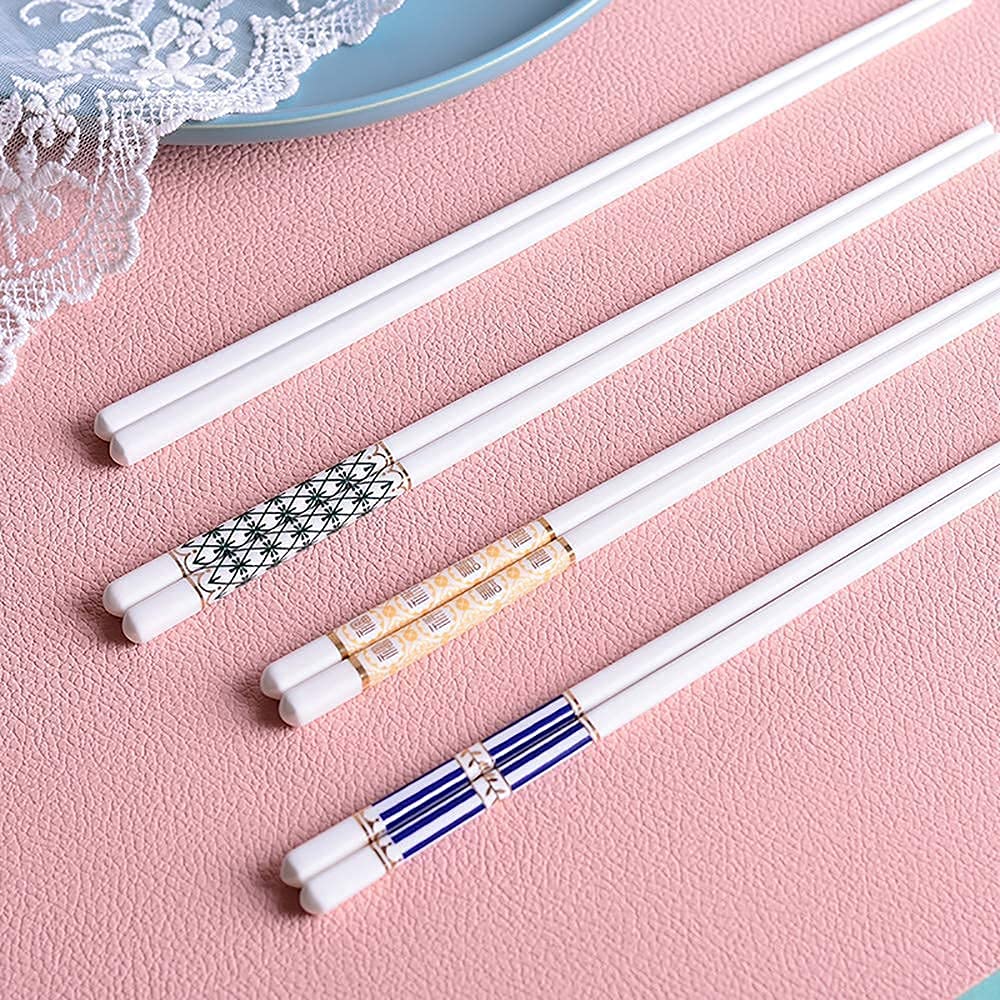 Baguettes Baguettes japonaises réutilisables Baguettes en métal 6 Paires de bagu de Baguettes en céramique réutilisables pour Un Usage Familial Antidérapant Lave-Vaisselle Anti-brûlure (Colo
