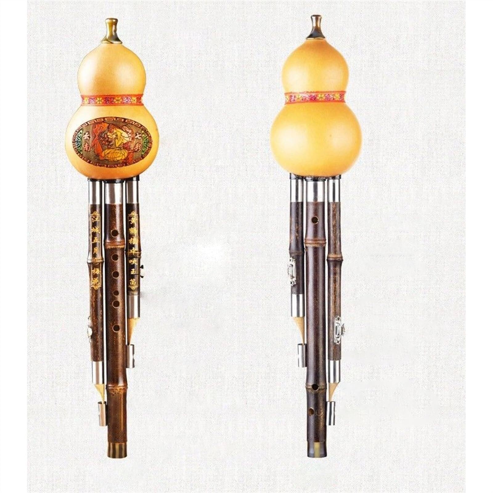 Flauta Hulusi anticaída Natural y duradera tres tonos Tecla C/B Tecla plana Calabaza Instrumento musical con estuche Hulusi profesional(B Flat)