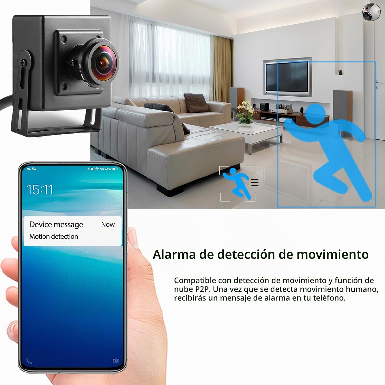 5MP Mini Ojo de Pez PoE Cámara IP con micrófono Incorporado, Audio Cámara de Seguridad Interior 1.7mm Lente 180° Ángulo de Visión P2P Vista Remota Cámara CCTV (I706-3-P-A-HS)