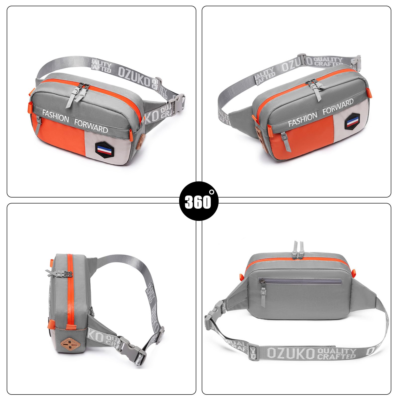 FANDARE Torba nerka na co dzień nerka nerka dla kobiet mężczyzn torba na ramię klatka piersiowa torba crossbody, pokrowiec na piesze wędrówki, jazdę na rowerze, podróże, do uprawiania sportu na