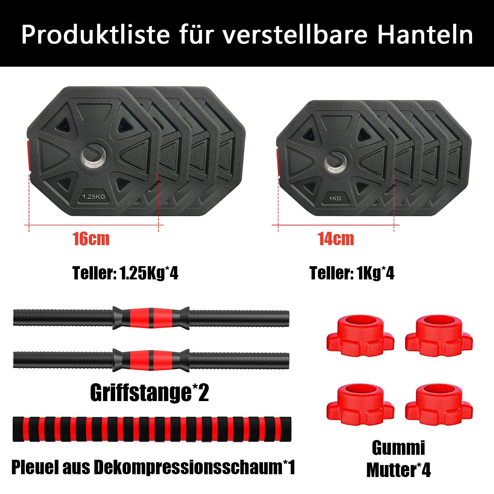 Set Manubri Regolabili 10/15 Kg - Ottagonali - 2 In 1 Manubri E Bilancieri - Per Allenamento Casa Palestra - Foto 9